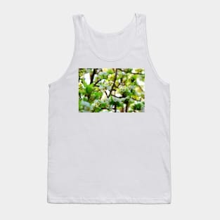 Pear tree branch with niveous flowers standing out from the blossom Tank Top